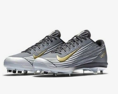 Nike Mens Lunar Vapor Pro Trout 2 Gray Gold Low Metal Baseball Cleats Size 8