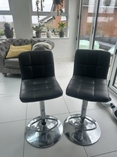 Neo Faux Leather Bar Stool with Polished Chrome Legs - Dark Grey, Set of 2
