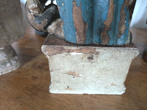 SCULPTURE POLYCHROME XVIII ÈME SIÈCLE VIERGE ÉCOLE ESPAGNOLE - Zdjęcie 10 z 11