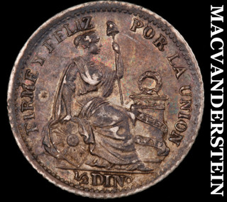 Peru: 1906 1/2 Dinero Silver Scarce High Grade Luster No Reserve #M1840