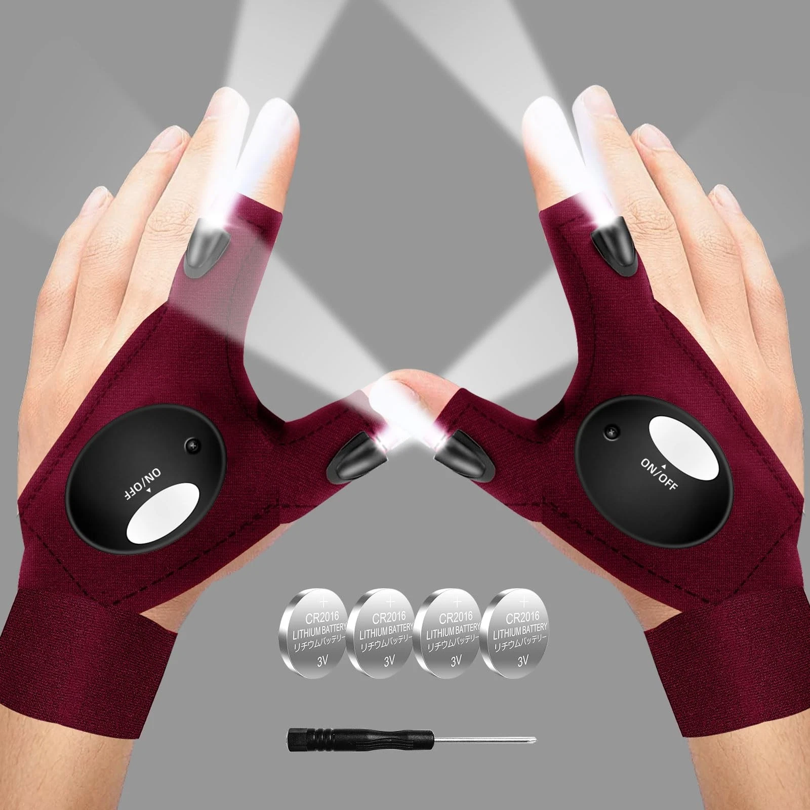 LED Flashlight Gloves, Stocking Stuffers Gifts for Men Dad Him, Christmas Whi...
