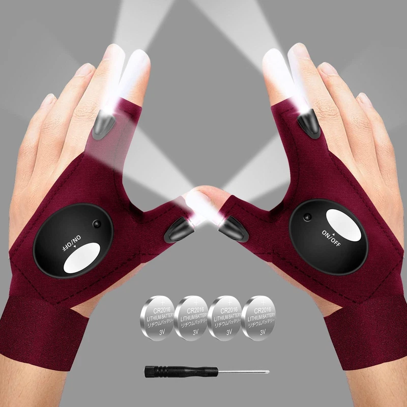 LED flashlight gloves outdoor fishing tool