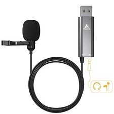 USB Lavalier Microphone with Headphones Jack, AU-UL20 USB Lavalier Microphone