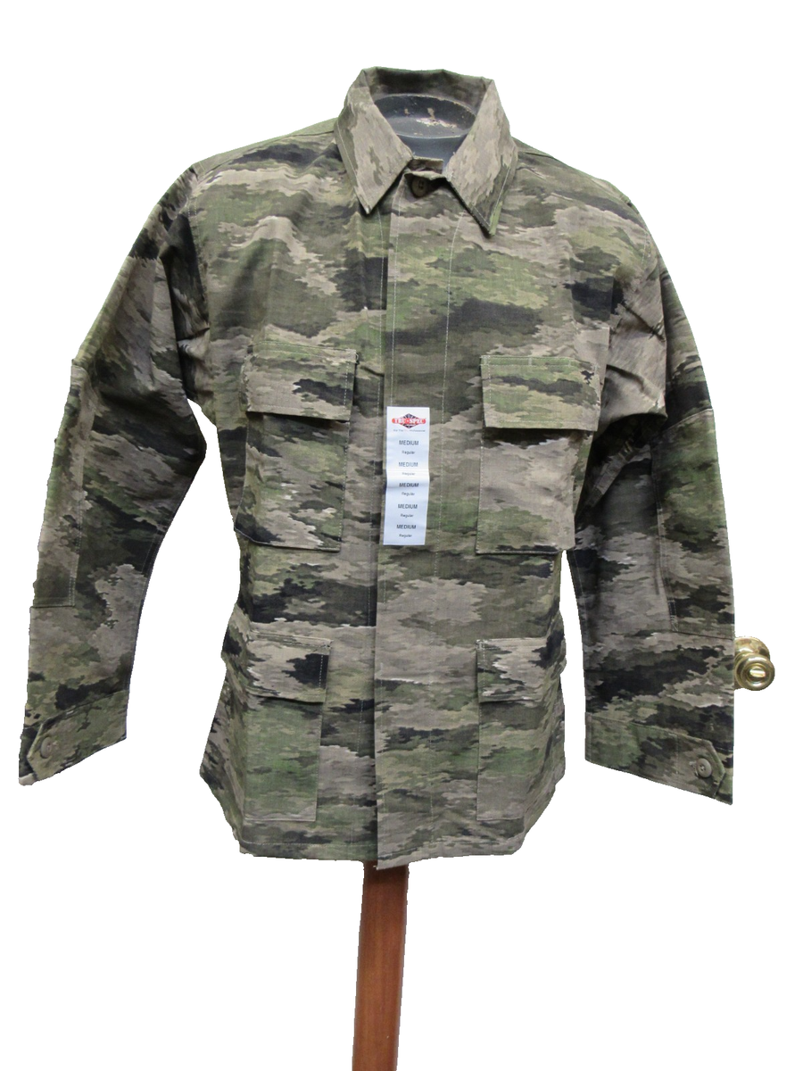 Tru Spec ATACS FG Camo BDU Shirt Combat Jacket 4 Pocket Poly