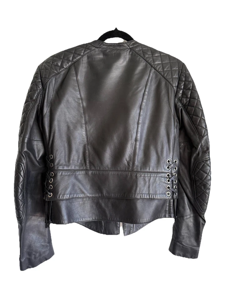 Chaqueta de cuero acolchada Balenciaga para mujer - Talla 40 - 2012 - Pieza de archivo rara Foto 2 de 4