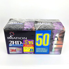 Imation 3.5" Floppy Disk 2HD IBM Formatted 1.44 MB Diskettes Sealed 50 pack READ