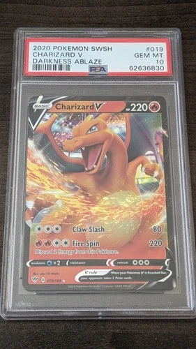CHARIZARD V 2020 Pokemon #019/189 PSA 10 GEM-MINT Darkness Ablaze! GRADED