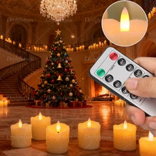 6pcs Real Wax Flameless Flickering LED Tea Light Candles Timer Battery Operated