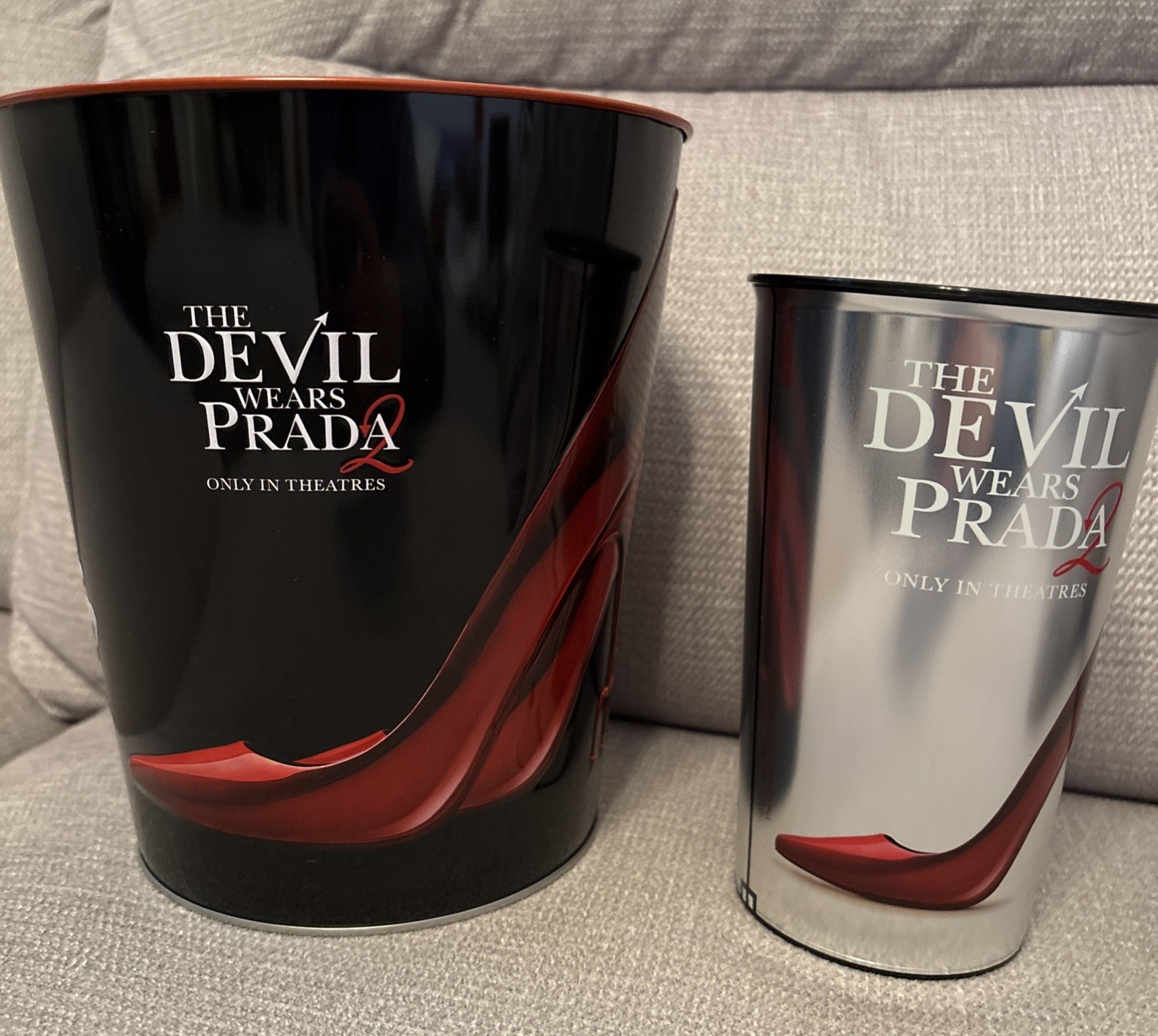 Cinemark Devil Wears Prada 2 New Tin Popcorn Bucket & 34 OZ Cup Diet Coke Set LE