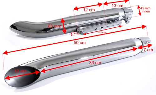 Auspuff Endtopf Schalldämpfer Chrom Turn Out für Harley Suzuki Yamaha Honda HD - Bild 2 von 4