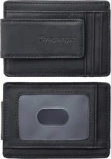 Toughergun Slim Minimalist Wallet for Men with Magnetic Money Clip Black 