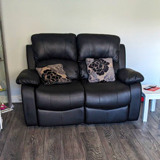 Black Leather 2 Seater And 3 Seater Recliner Sofa 100x100x120