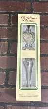 Vintage Glass Finial Tree Topper  Glitter Accents 12 inch
