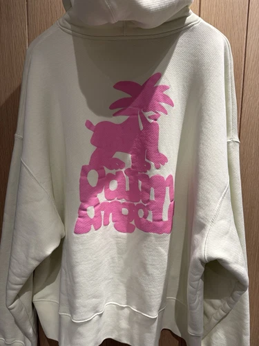 Palm Angels Leon Maglia Felpa con Cappuccio Verde Pallido Rosa Uomo XL Nuova con etichette