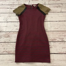 Lucca Couture Bodycon Dress Size Medium Striped Multicolor Short Sleeve Stretch