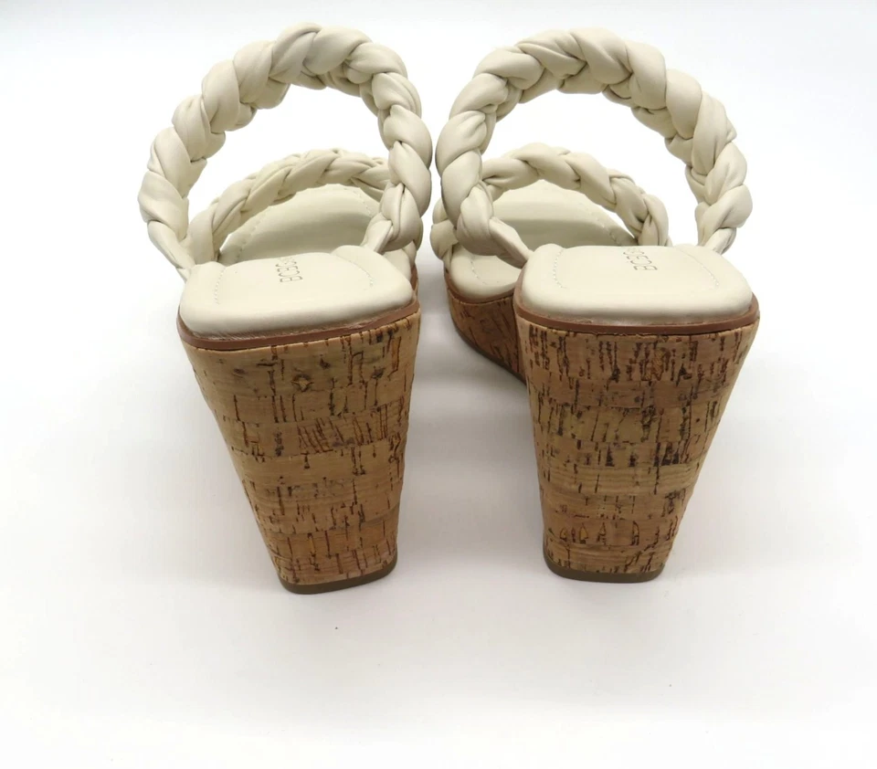 BCBG Generation 女式白色编织楔形鞋跟凉鞋 7.5 码软木鞋底新品 — 第 4/4 张图片