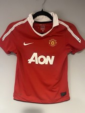 Nike Manchester United Jersey Youth Small Red Collared Soccer Football Authentic
