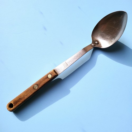 Vintage Maid of Honor Spoon Ladle Wooden Handle 10.50" (1960s) Bronze Rivets