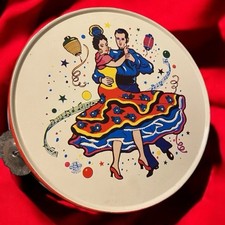 Vtg Noisemaker Old New Years Eve Tambourine Toy Spanish Dancers Party Favor