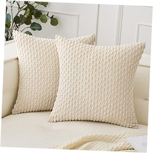 Cream White Throw Pillow Covers 18x18 Inch Set of 2 Decorative Couch Pillow