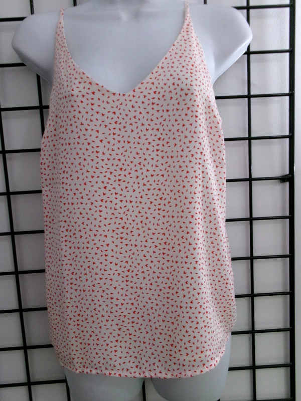 "NEW" BANANA REPUBLIC / $44.99  🌸  XS==RED & WHITE PRINT / TANK /  SHELL BLOUSE