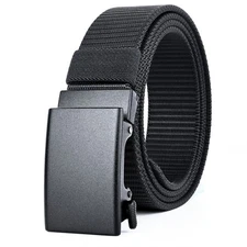 Black Nylon Casual Belt for Plus Size Men Up to 71Inch/180cm Buckle Design​