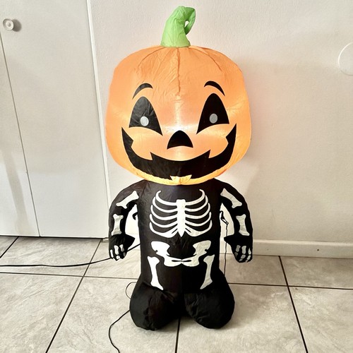 Halloween Pumpkin Boy Skeleton Gemmy Airblown Inflatables LED Yard Decor 3.5 ft - Picture 5 of 10