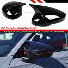 For 2022-2026 Honda Civic M Wing Style Gloss Black Add-on Side Mirror Cover Caps