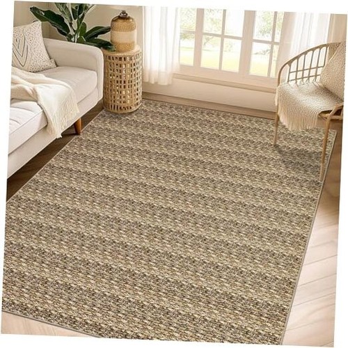 Washable Rug 8x10 Braided Print Area Rug Non Slip Large Rug for Living Room