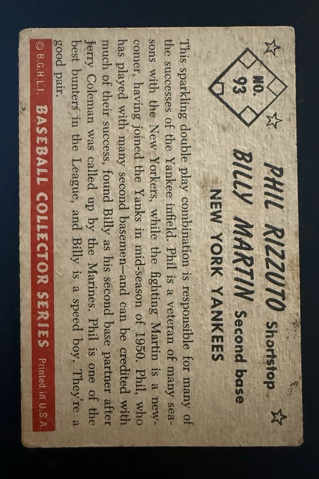 Lote de 6 tarjetas Bowman 1953 color #10 Ashburn #93 Rizzuto/Martin #18,24,130,26 bajo grado Foto 2 de 4