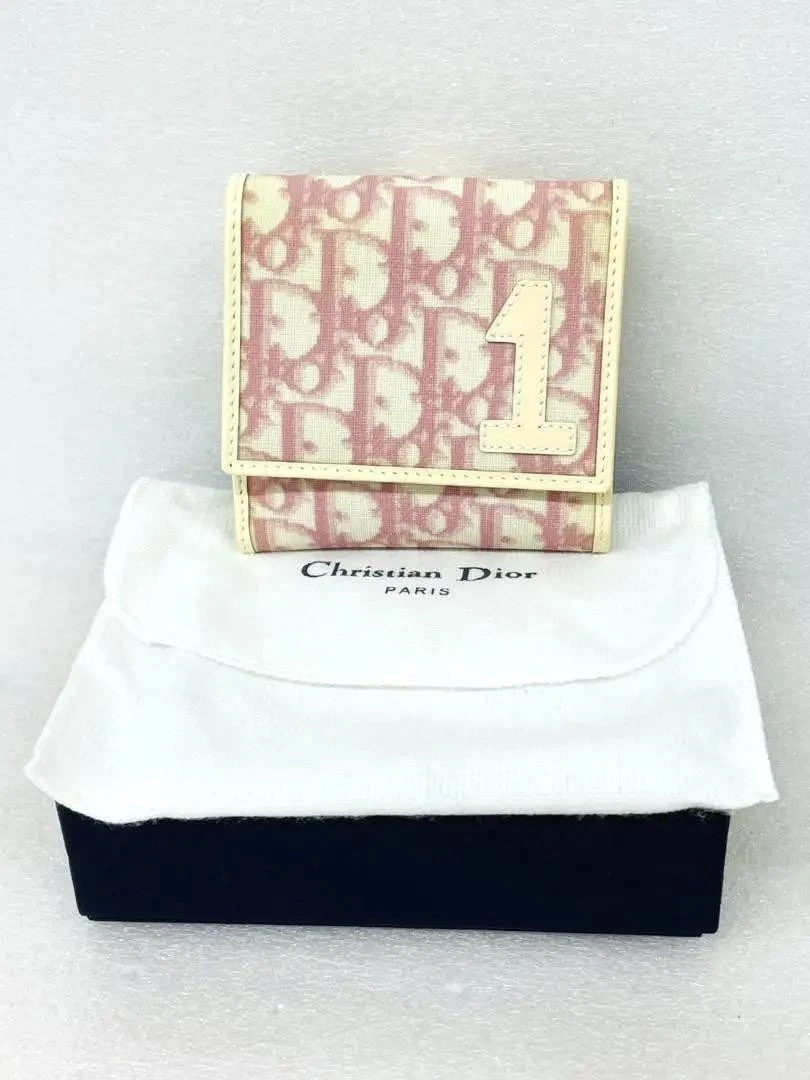 Portefeuille Christian Dior Trotter bi pli rose