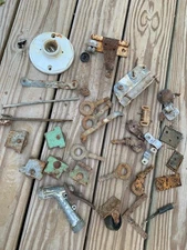 Vtg Junk Lot Barn Shop Metal Hardware 37 pc Rustic Rusty Parts Tool Art Socket