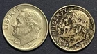 2 Roosevelt Dimes.  1 Each- 1964-P, 1964-D. 90% Silver. Maybe XF Or Better.