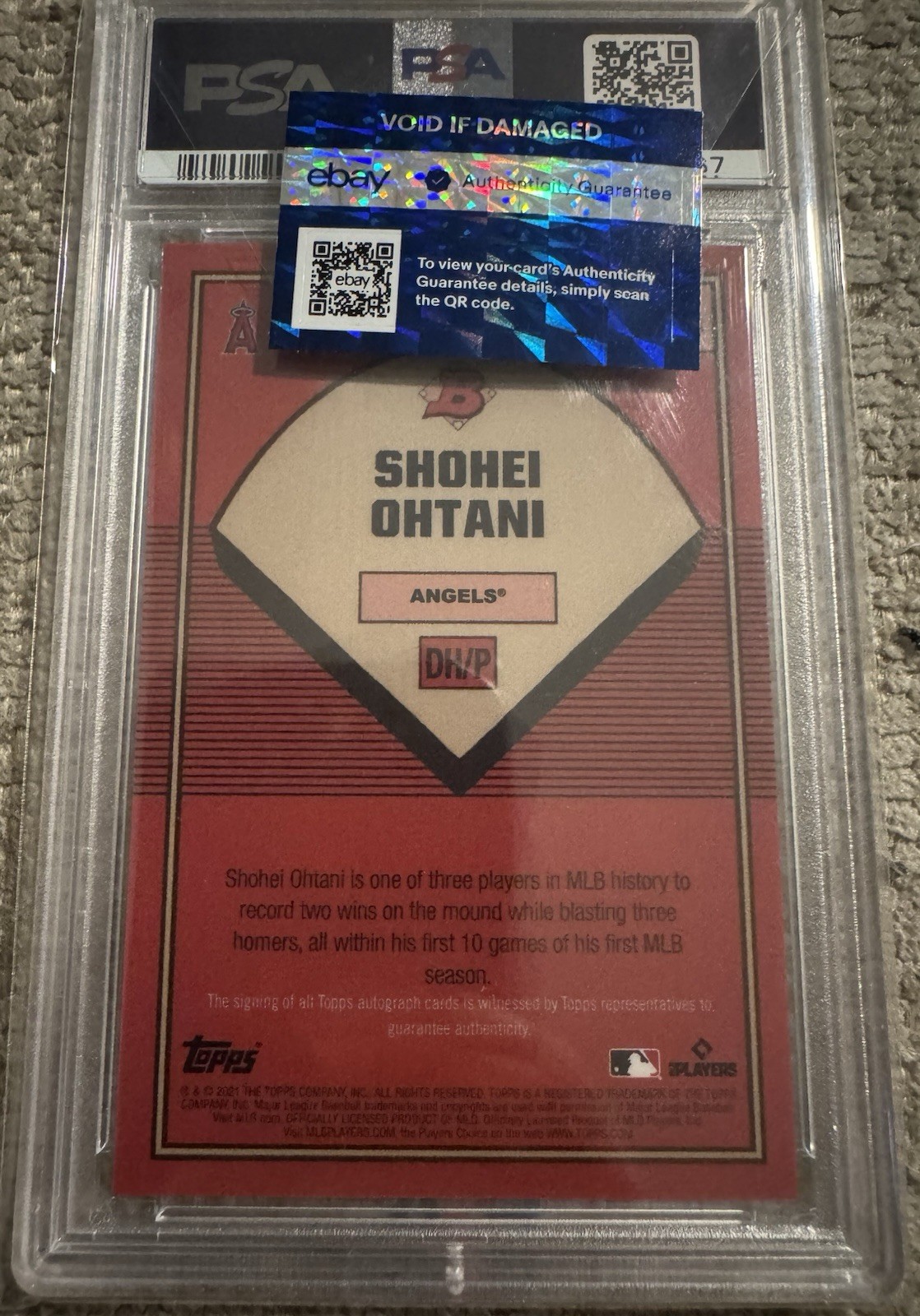2021 Bowman x Keith Shore Green Foil On Card Auto Shohei Ohtani #13A PSA 10 view 2