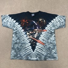 Vintage Star Wars Episode 1 Phantom Menace Liquid Blue Tie Dye T-Shirt Size XL