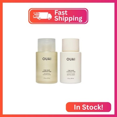 OUAI Fine Hair Shampoo & Conditioner Set - Travel Size (3 Oz)