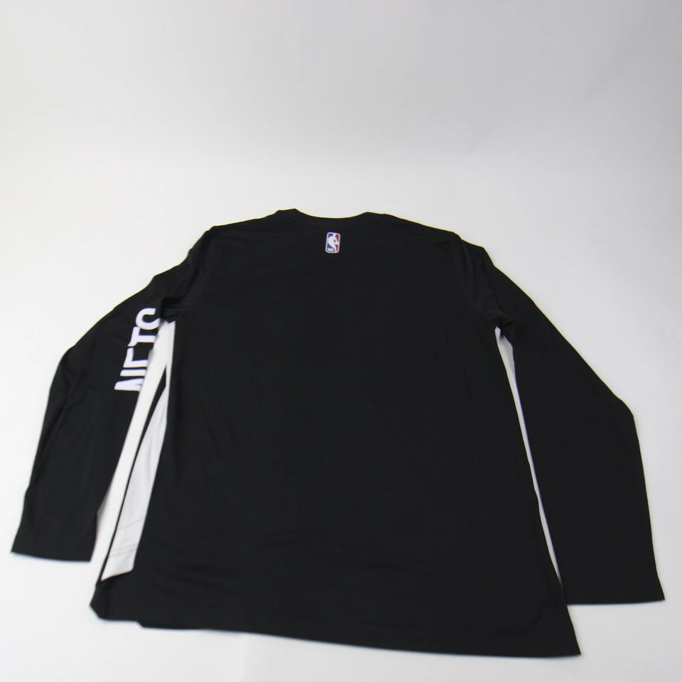 Brooklyn Nets Nike NBA Authentics Dri-Fit Long Sleeve Shirt Men's Black New - Image 4 of 4