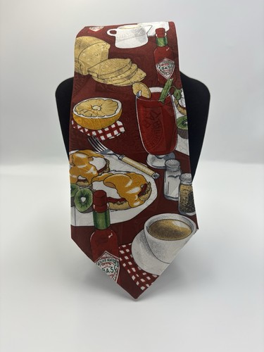 Tabasco Breakfast Novelty Silk Tie Eggs Benedict Bloody Mary Coffee