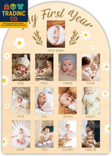 My First Year Photo Board, Daisy Baby Milestone Signs for Boys Girls Nursery Dec