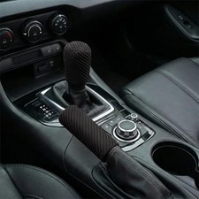 2PCS Car Gear Shift Knob and Handbrake Cover Set, Non-Slip Polyester Black