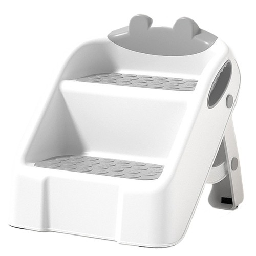 Toddler Step Stool 12.01x12.8x12.6 Inches Gray Bathroom Footstool For Children