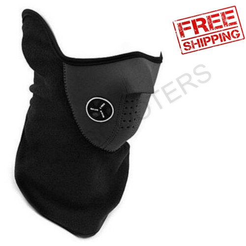 Scooter Moped Riding Half Face Mask Skull Wind Fleece Neoprene Protection Blue - Picture 2 of 4