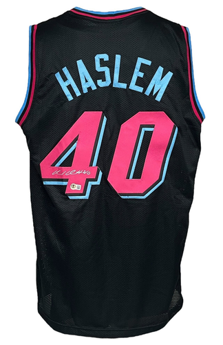 Miami Heat Udonis Haslem Autographed Pro Style Black Miami Vice Jersey BAS Au... - 第 1/1 張圖片