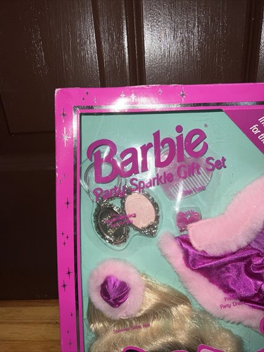Mattel Barbie Party Glitzer Geschenkset Mode Kleidung Kleid Model Haarschmuck - Bild 5 von 11