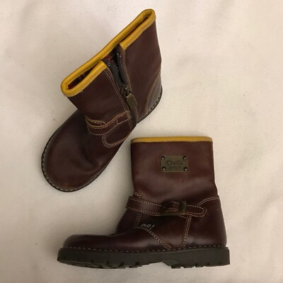 D&G Junior Boots Brown Leather Sz EUR 26