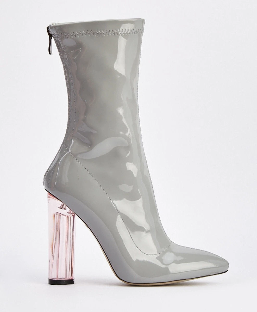 Grey high heel ankle boots sale