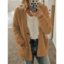 Women Teddy Bear Coat Ladies Winter Fleece Cardigan Fluffy Jacket Tops Plus Size