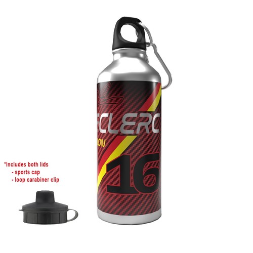 Leclerc F1 Water Bottle 750ml Aluminium | 2 Lids + Carabiner - Picture 4 of 5