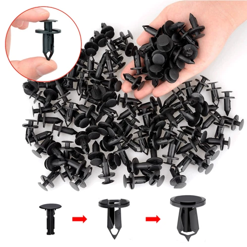 120PCS 8mm Bumper Clips Retainer Auto Car Plastic Rivets Fastener Fender Push - Foto 2 di 13