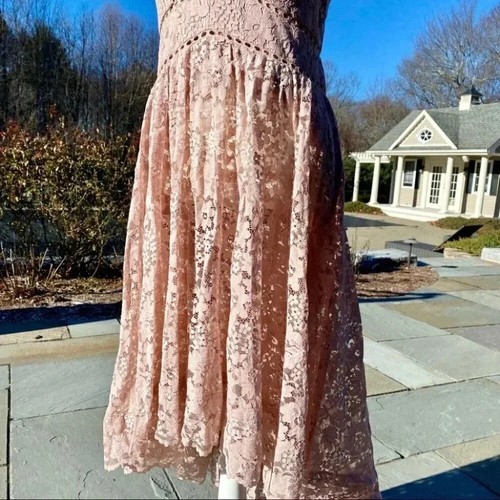 NWT BHLDN Perri Pleated Lace V-Neck Dress in Light Pink Blush Sz 10 - Picture 7 of 13